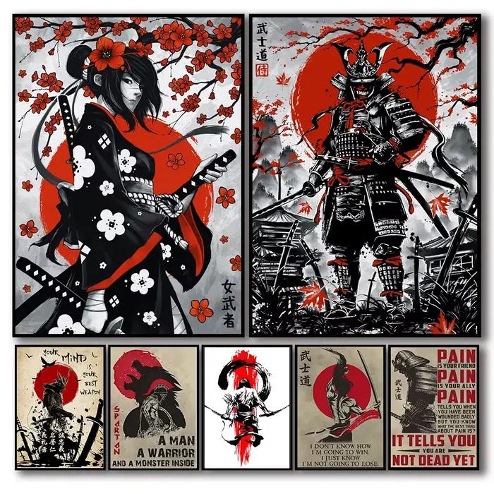 Peinture à l'encre japonaise Duel samouraï