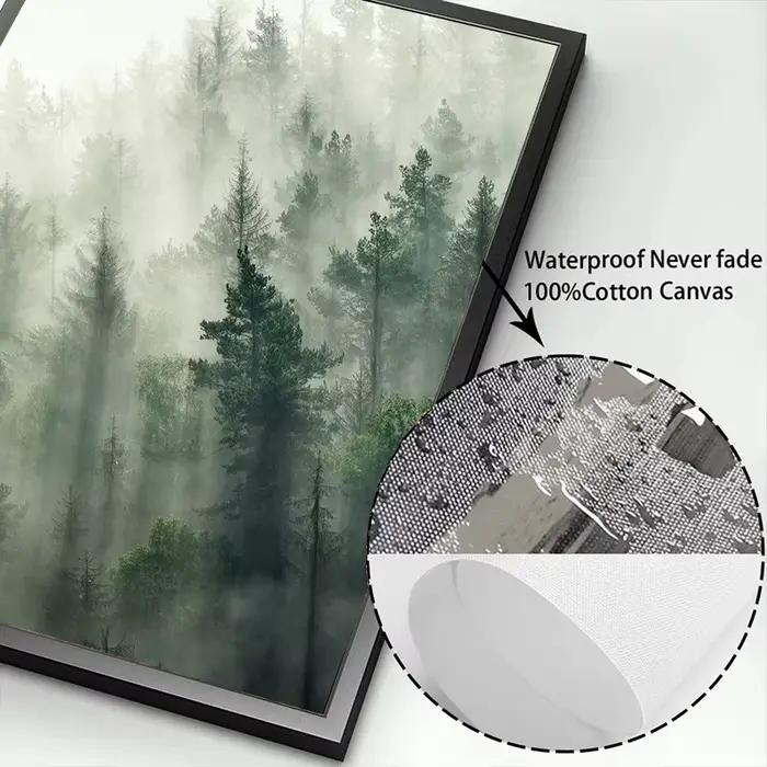 Affiche murale imprimée abstraite de montagne vert sauge