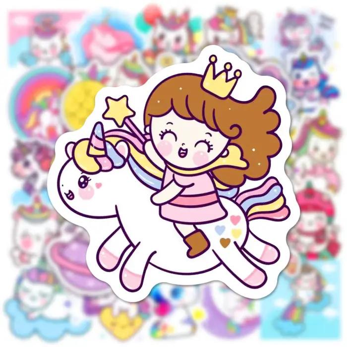 Autocollants licorne de dessin animé mignon