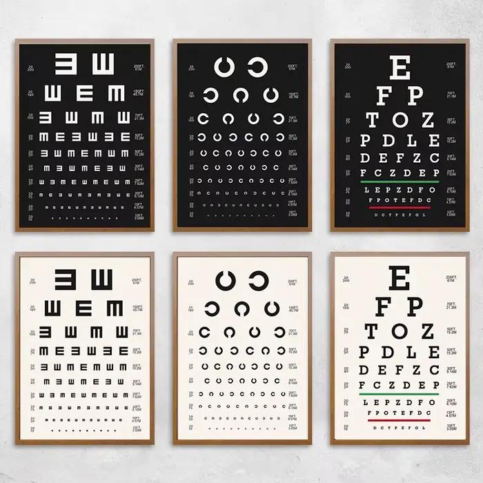 Affiches et imprimés de tableau d'examen oculaire d'acuité visuelle