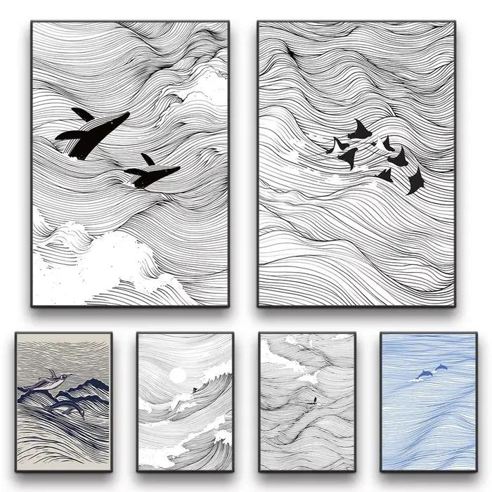Whale Print Canvas Painting