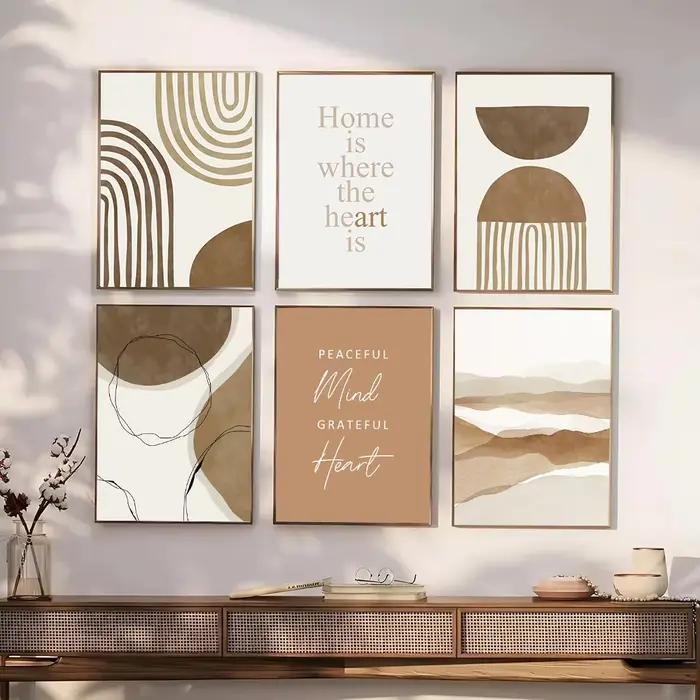 Affiche Murale Style Boho Abstraite Beige Marron