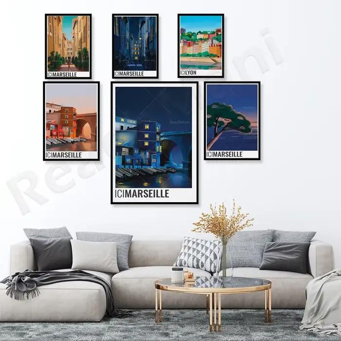 Affiche de voyage Paris France Marseille Lyon