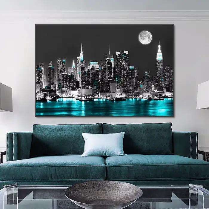 Toile d'art mural de paysage de horizon urbain de New York
