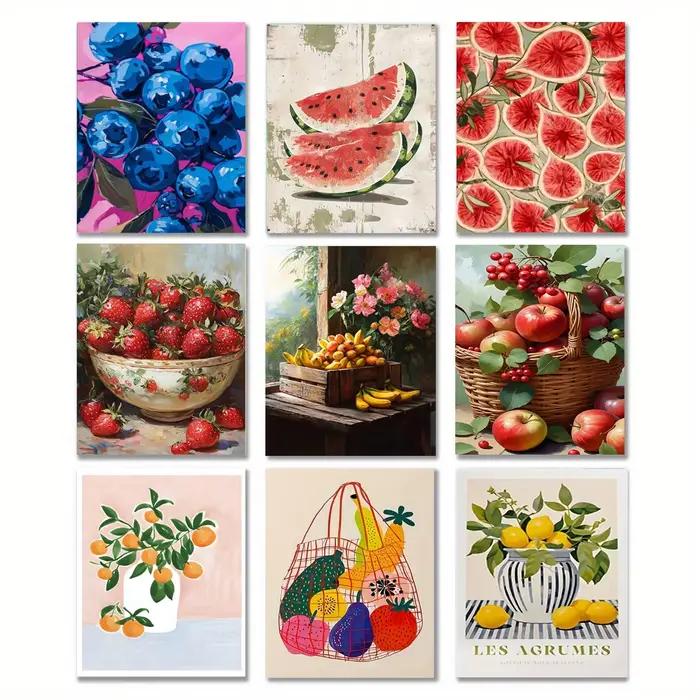 1 pièce d'impression sur toile de fruits abstraits colorés, art mural moderne sur toile de fruits colorés pour salon, chambre à coucher, bureau à domicile