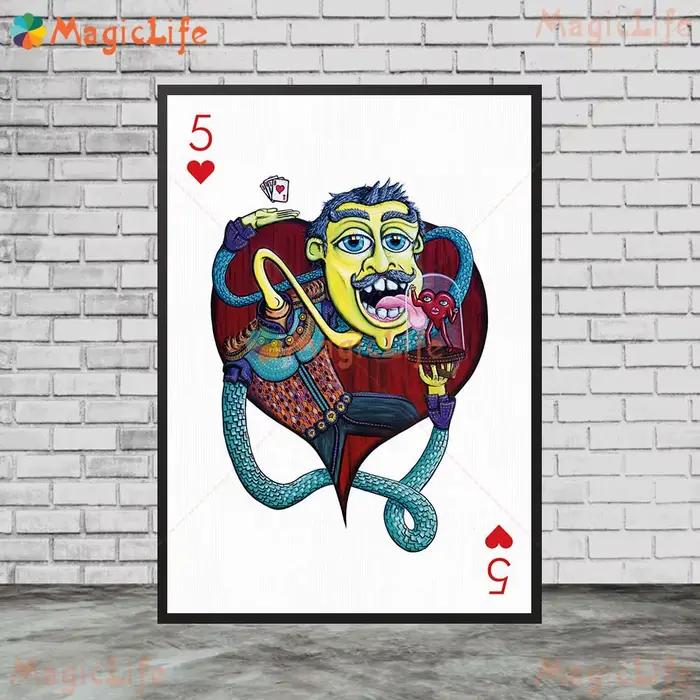 Coeurs abstraits Poker fille carte à jouer photos murales pour salon affiche nordique mur Art toile peinture décor à la maison sans cadre