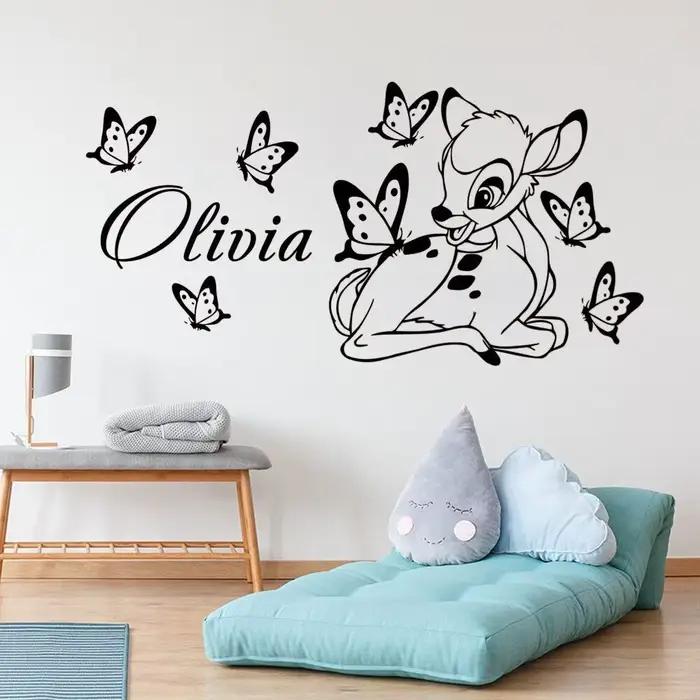 Bambi autocollant mural personnalisé nom de bébé