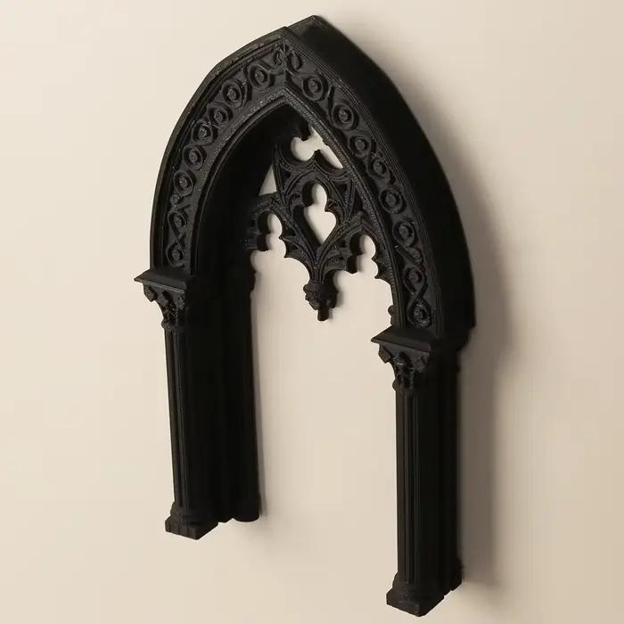 Cadre décoratif mural en arche double colonne de style gothique transfrontalier pour décoration murale d'intérieur