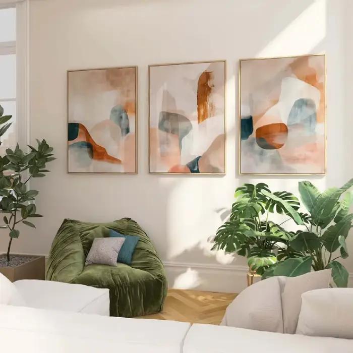 Lot de 3 tableaux triptyques sans cadre