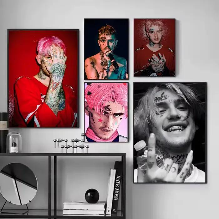 Lil Peep affiche auto-adhésive Art papier imperméable autocollant café maison Bar dortoir décoration murale