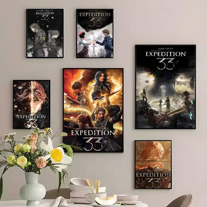 C-Clair Obscur e-expédition 33 affiche étanche mur Art autocollant pour salon chambre rétro