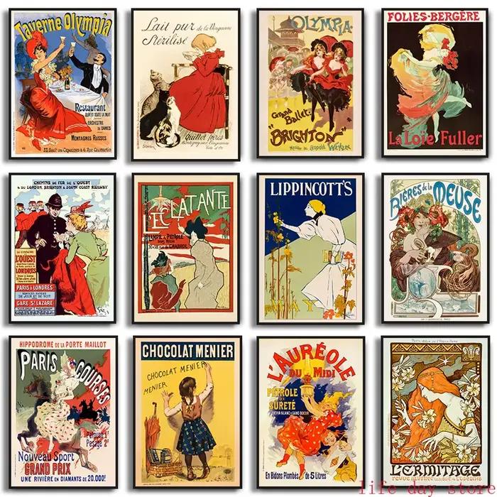 Affiche bohème d'art français vintage pour la décoration intérieure