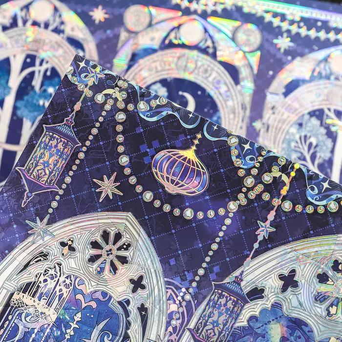 Autocollant 3D Paysage Étoilé Scintillant Kawaii Stardust Castle – Scène de Cabane DIY, Cadeau de Festival