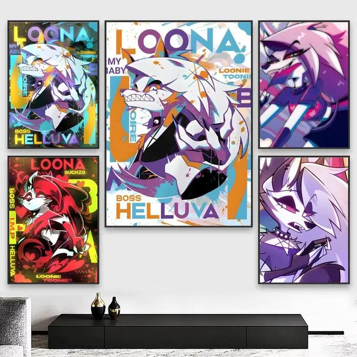 Affiche Anime Loona H-helluva Boss, autocollants muraux élégants et abordables pour dortoir, salon et chambre à coucher