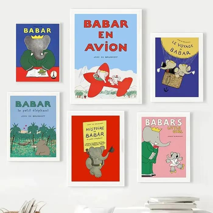 Affiche de contes de fées d'éléphant Babar