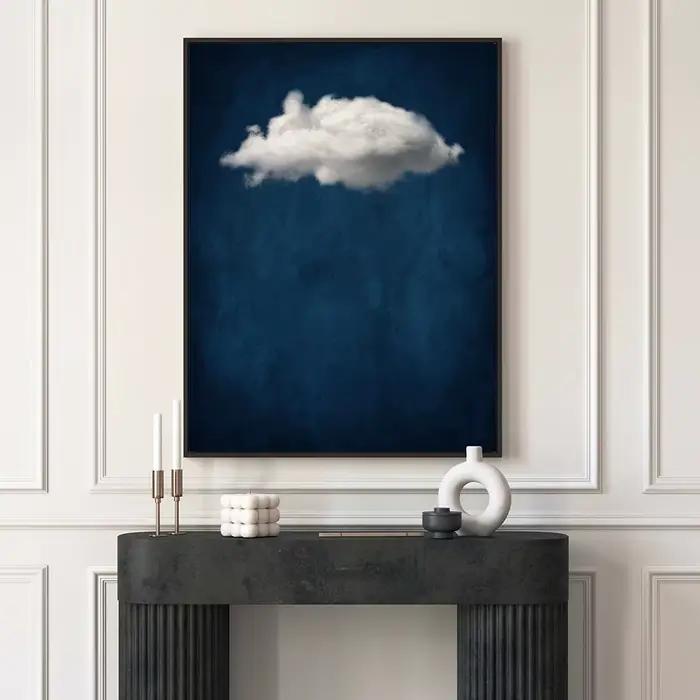 Peinture sur toile minimaliste de nuit d'indigo pour le salon