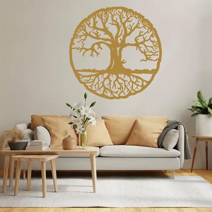 Grand autocollant mural arbre de vie rond