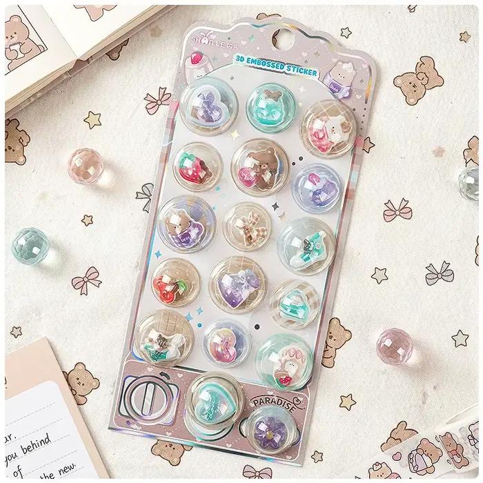 1 autocollant 3D en forme de capsules de dessins animés mignons pour scrapbooking