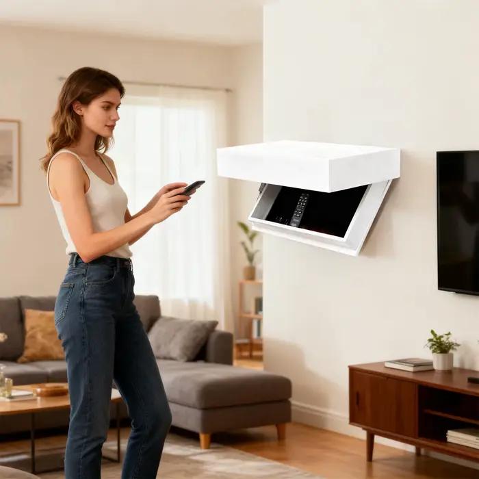 Étagère murale décorative en bois flottant avec compartiment secret
