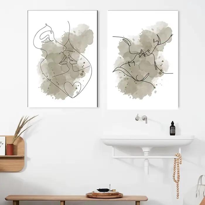 Affiche sur toile de peinture de ligne lesbienne