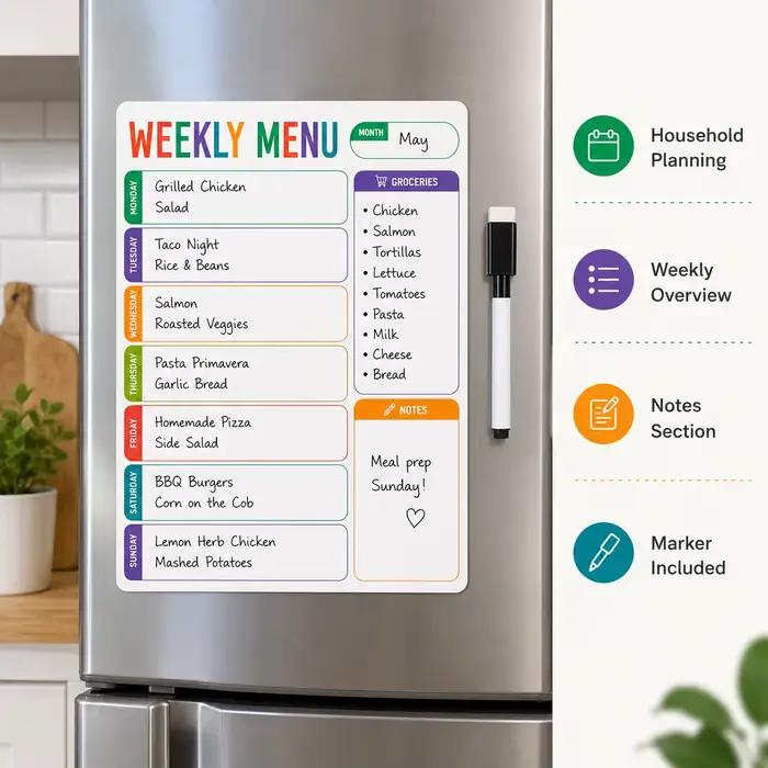 Autocollant tableau blanc pour menu hebdomadaire