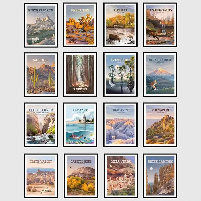 Affiches murales des parcs nationaux du monde