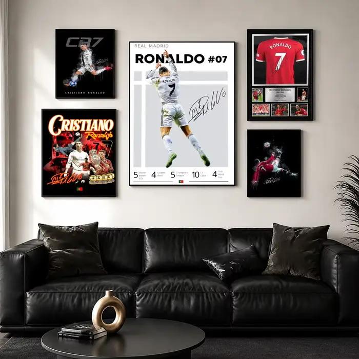 Peinture calligraphique de Cristiano Ronaldo sur toile, affiche murale, décoration d'intérieur haut de gamme pour salon et chambre à coucher