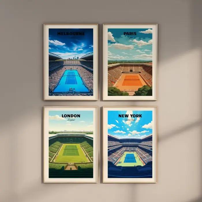 Affiche de Tennis Majors, londres, New York, Paris, série Melbourne Grand Slam, cour d'herbe, peinture sur toile, Art mural pour décoration de chambre et de maison