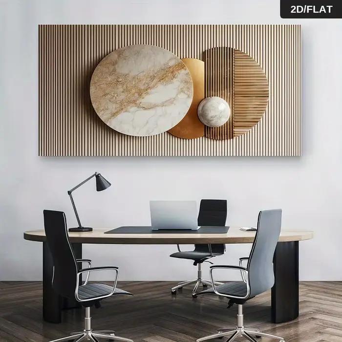 Une impression sur toile murale abstraite moderne en marbre et laiton