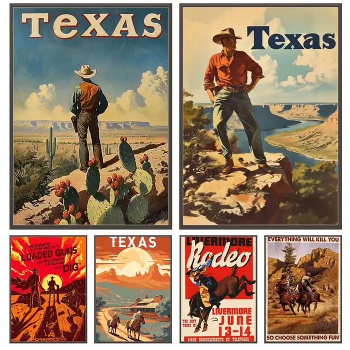 Affiche de mode rétro de cowboy occidental