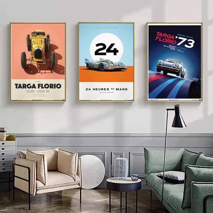 Affiche murale rétro de voiture classique