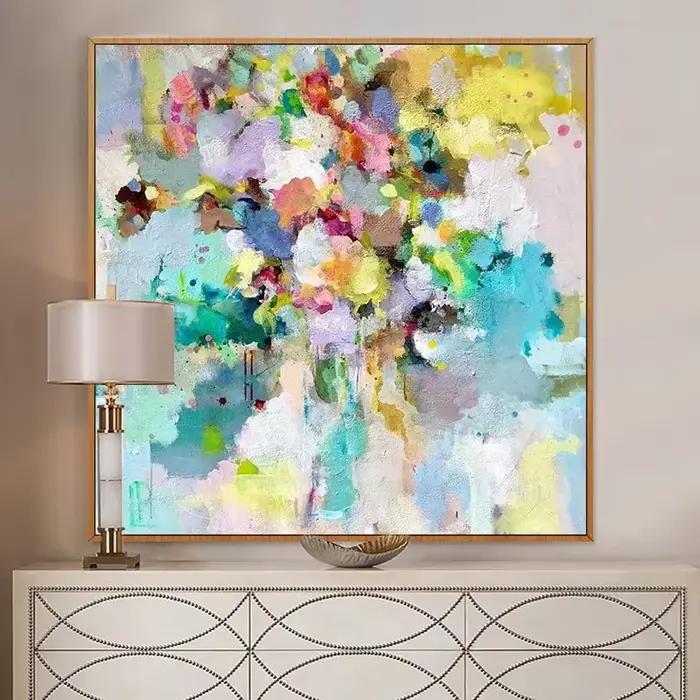Peinture à l'huile florale abstraite peinte à la main