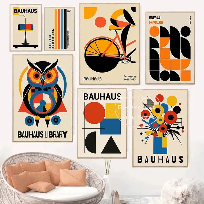 Affiche nordique Bauhaus à lignes abstraites et géométriques