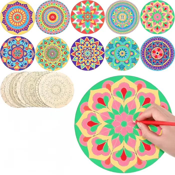 Peinture de Mandala en bois
