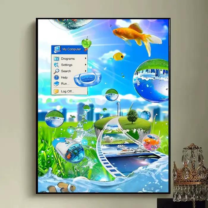 Frutiger Aero Aqua nostalgie affiche imprime mur Art photo peinture cadeau salon Restaurant Bar grand Dec autocollant
