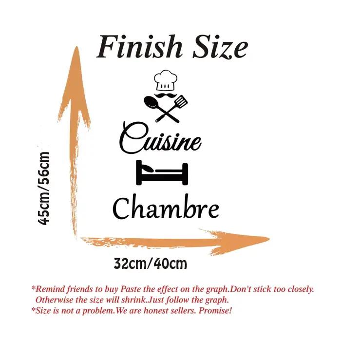 Autocollant de porte de Cuisine et de Chambre française