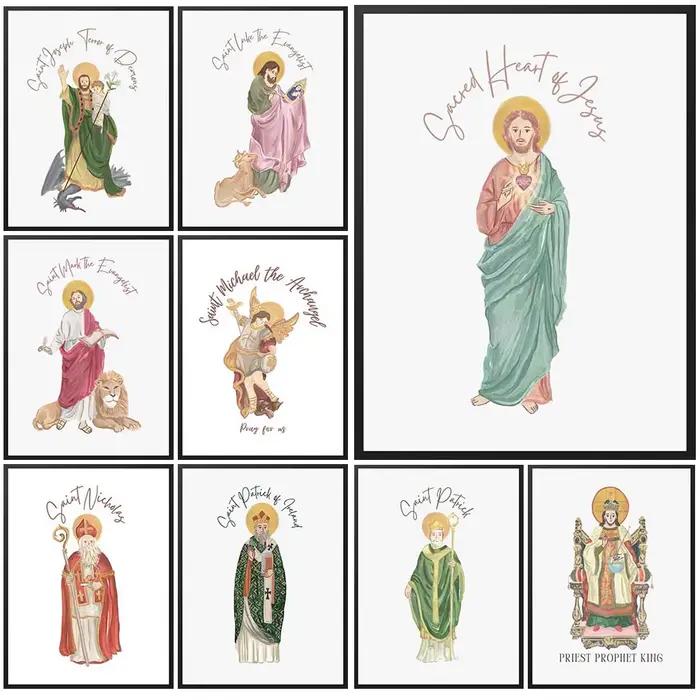 Affiche murale du Sacré-Cœur de Jésus Saint kk, peinture sur toile sans cadre
