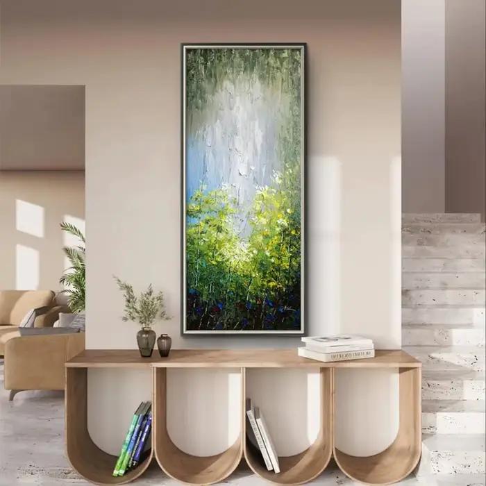 Peint à la main texturé abstrait paysage mur Art vert peinture murale sur toile œuvre pour salon décoration