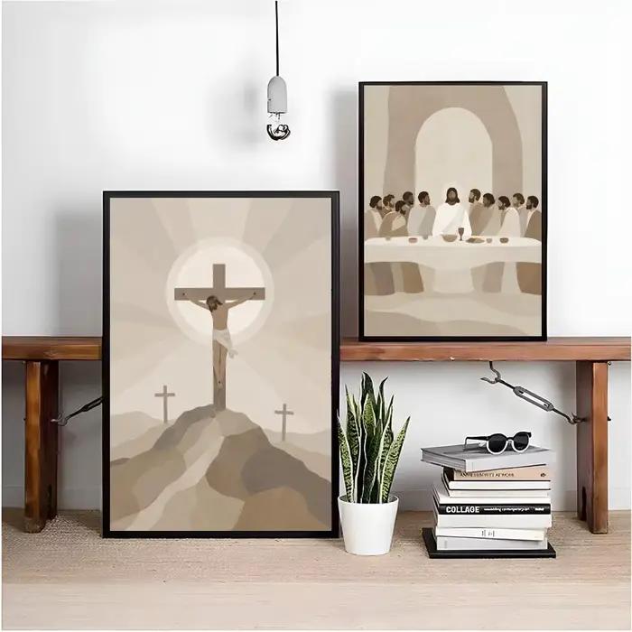 Peinture murale moderne de la scène de la Bible avec Jésus