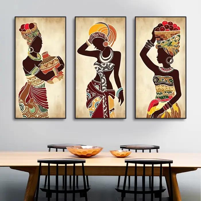Toile de peinture ethnique de femme noire africaine