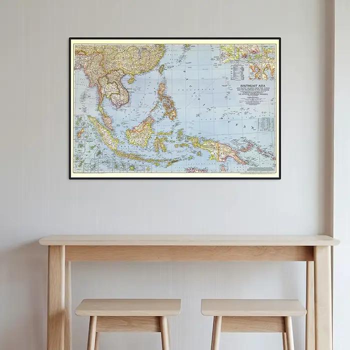 Affiche détaillée de la carte du sud-est 1944 en papier Kraft