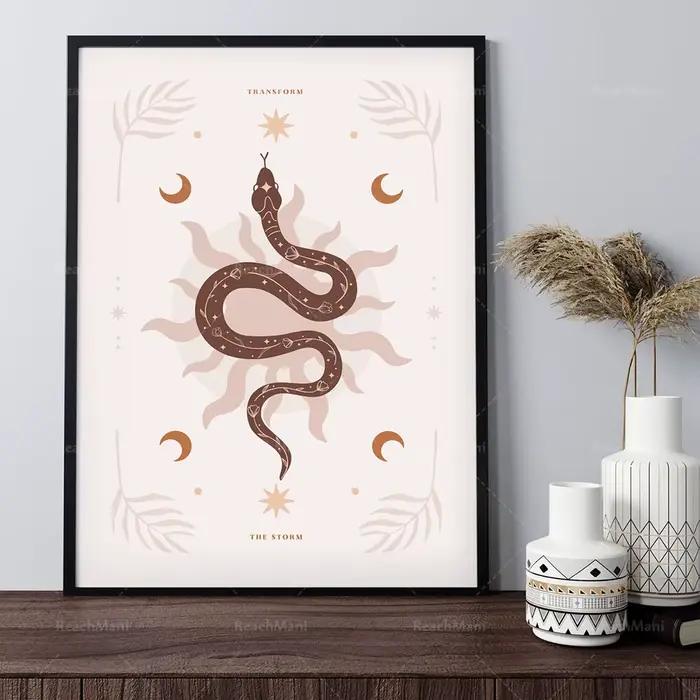 Boho serpent art, animal compact
