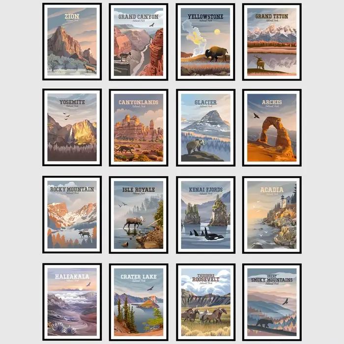 Affiches murales des parcs nationaux du monde