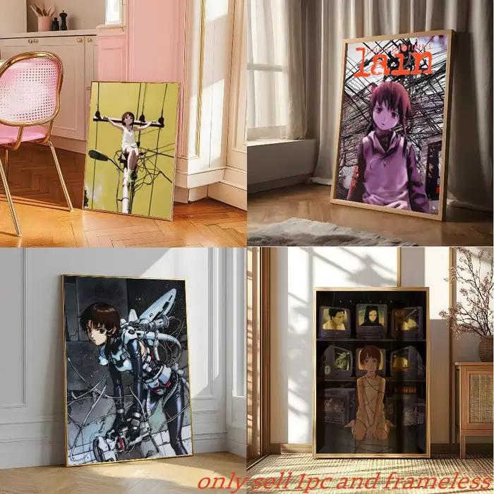Affiche Murale Cyberpunk Anime Lain - Peinture Murale Décorative pour Salle de Cinéma, Bar, Café, Maison