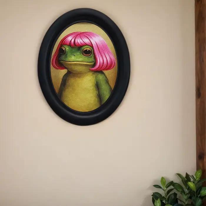 1 pièce de décoration murale amusante en forme de grenouille aux cheveux roses