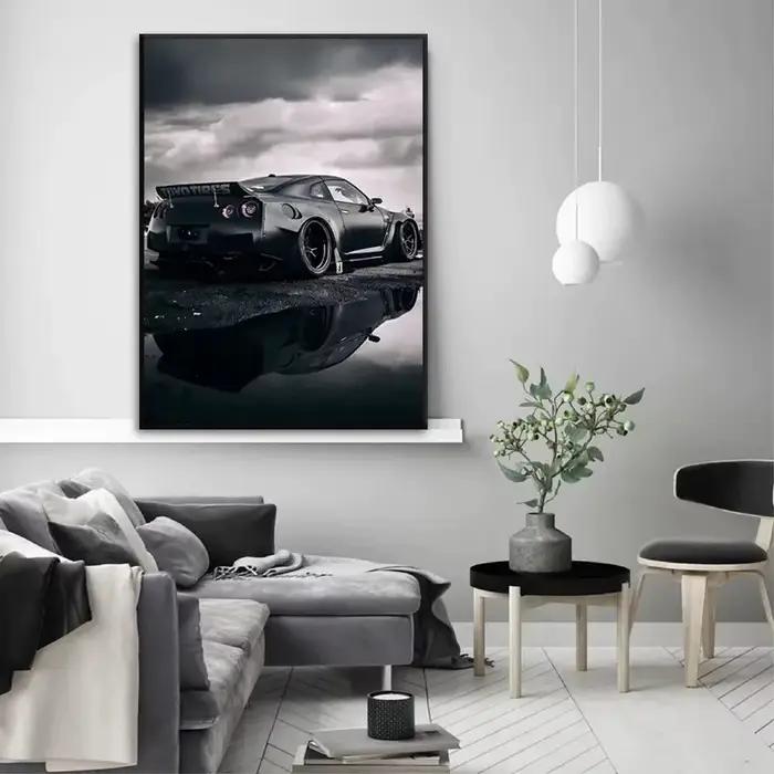 Affiche de voiture de sport de Style industriel noir