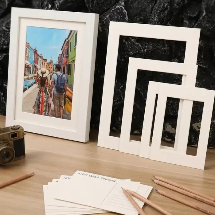 Passe-partout blanc en carton mat pour cadres photo