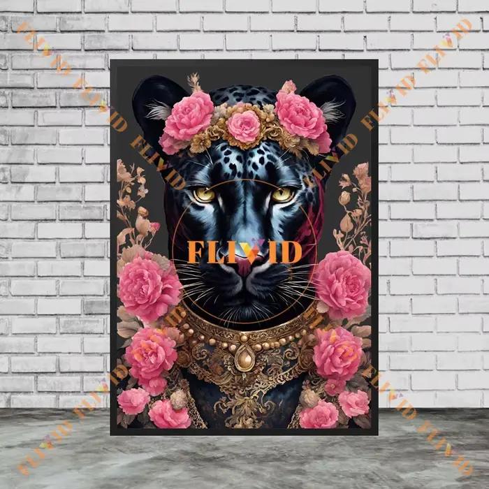 Affiche murale drôle de fleurs de léopard