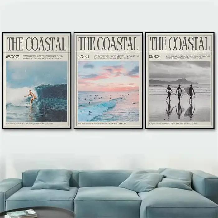 Affiche Murale Rétro Tendance sur Toile : Filles Surfistes