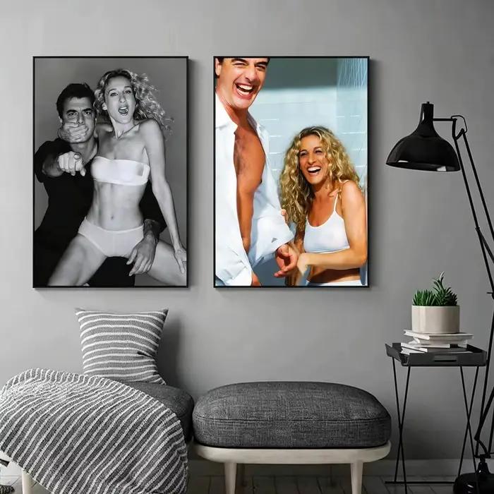 S-Sex and the City - Affiche encadrée sur toile de Carrie et Mr Big